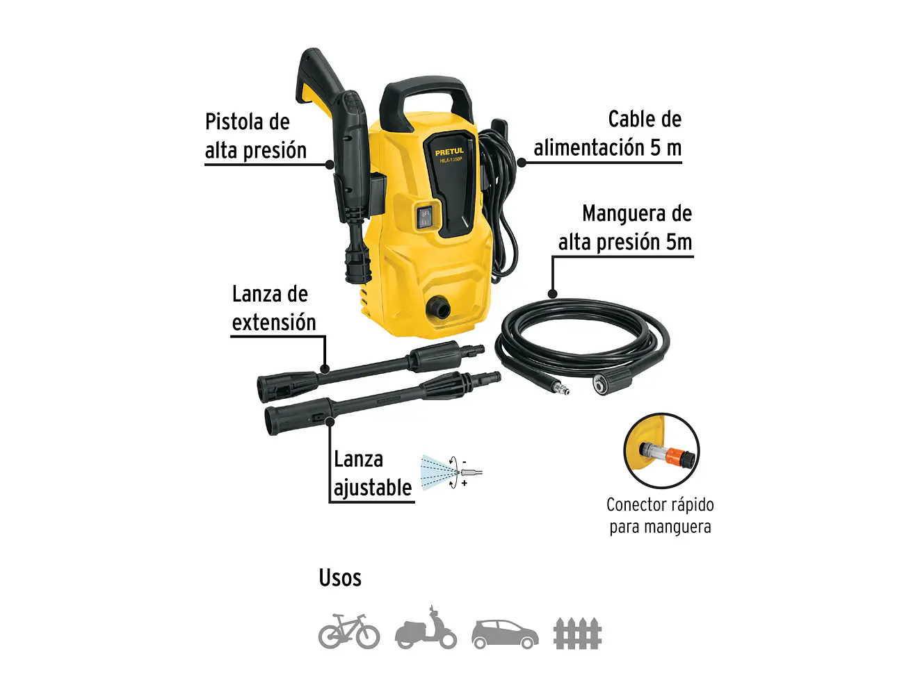 Hidrolavadora Eléctrica Pretul 29004 1350 PSI 1.6 HP  - Foto 2 | aztools.co