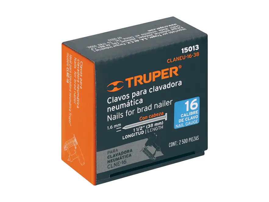 Clavos para clavadora neumática clneu-2-1/2x, 38mm TRUPER 15013 - Envío a todo Colombia | aztools.co