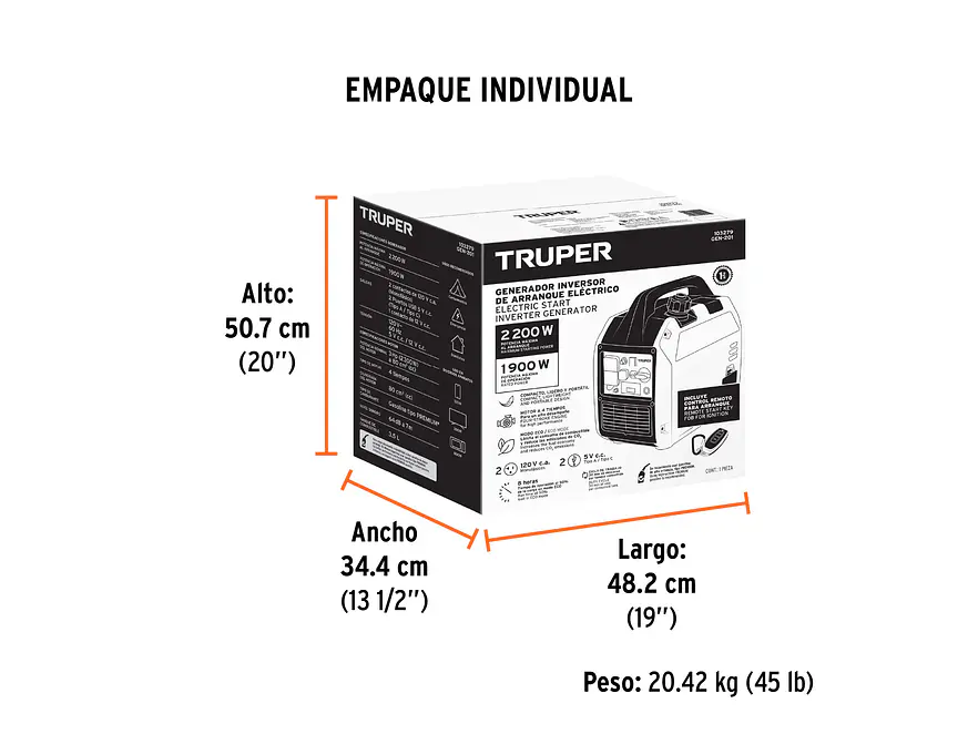 Planta Eléctrica Inverter Truper 103279 2.2kW 2,200 W Silenciosa con encendido remoto - Foto 5 | aztools.co