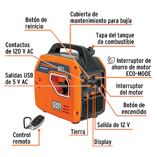 Planta Eléctrica Inverter Truper 103279 2.2kW 2,200 W Silenciosa con encendido remoto