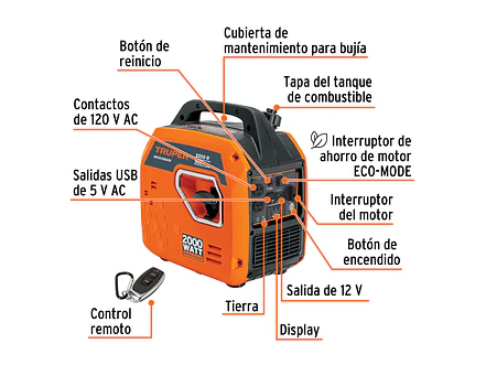 Planta Eléctrica Inverter Truper 103279 2.2kW 2,200 W Silenciosa con encendido remoto - Foto 2 | aztools.co