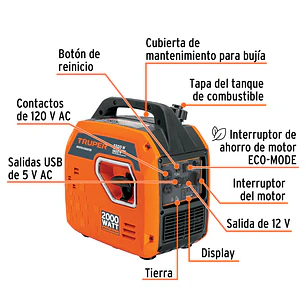 Planta Eléctrica Inverter Turper 103278 2.2kW 2,200 W  Silenciosa con encendido manual