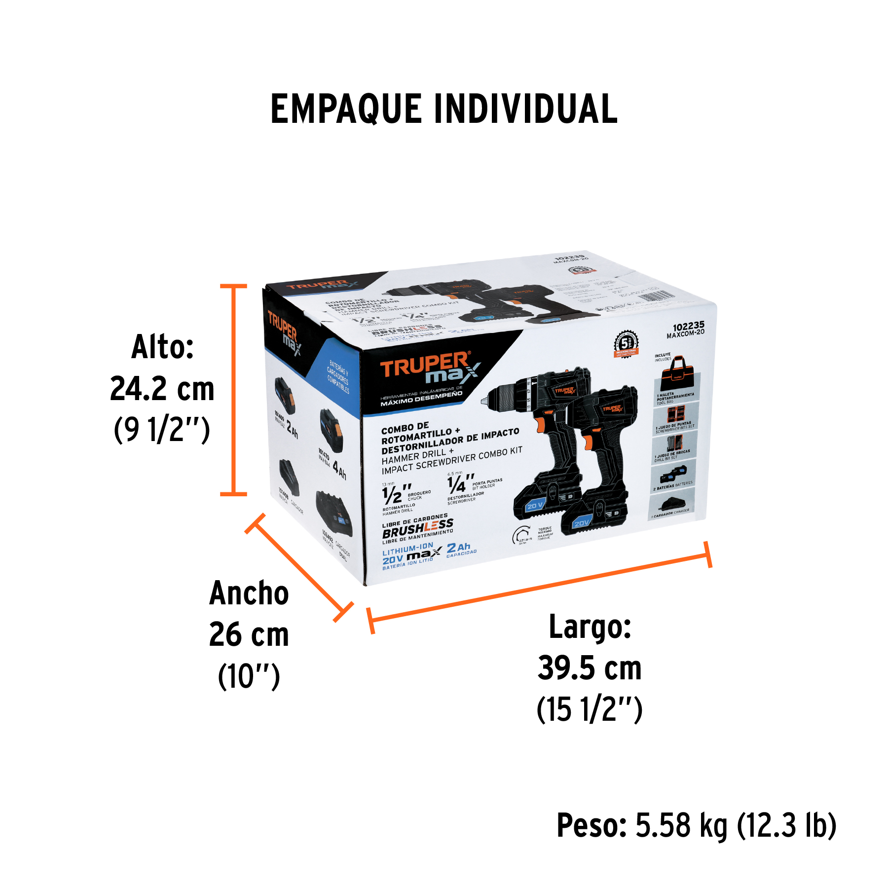 Combo Rotomartillo y Destornillador de Impacto Truper 102235, Motor Brushless y 300 Nm Torque - Foto 2 | aztools.co