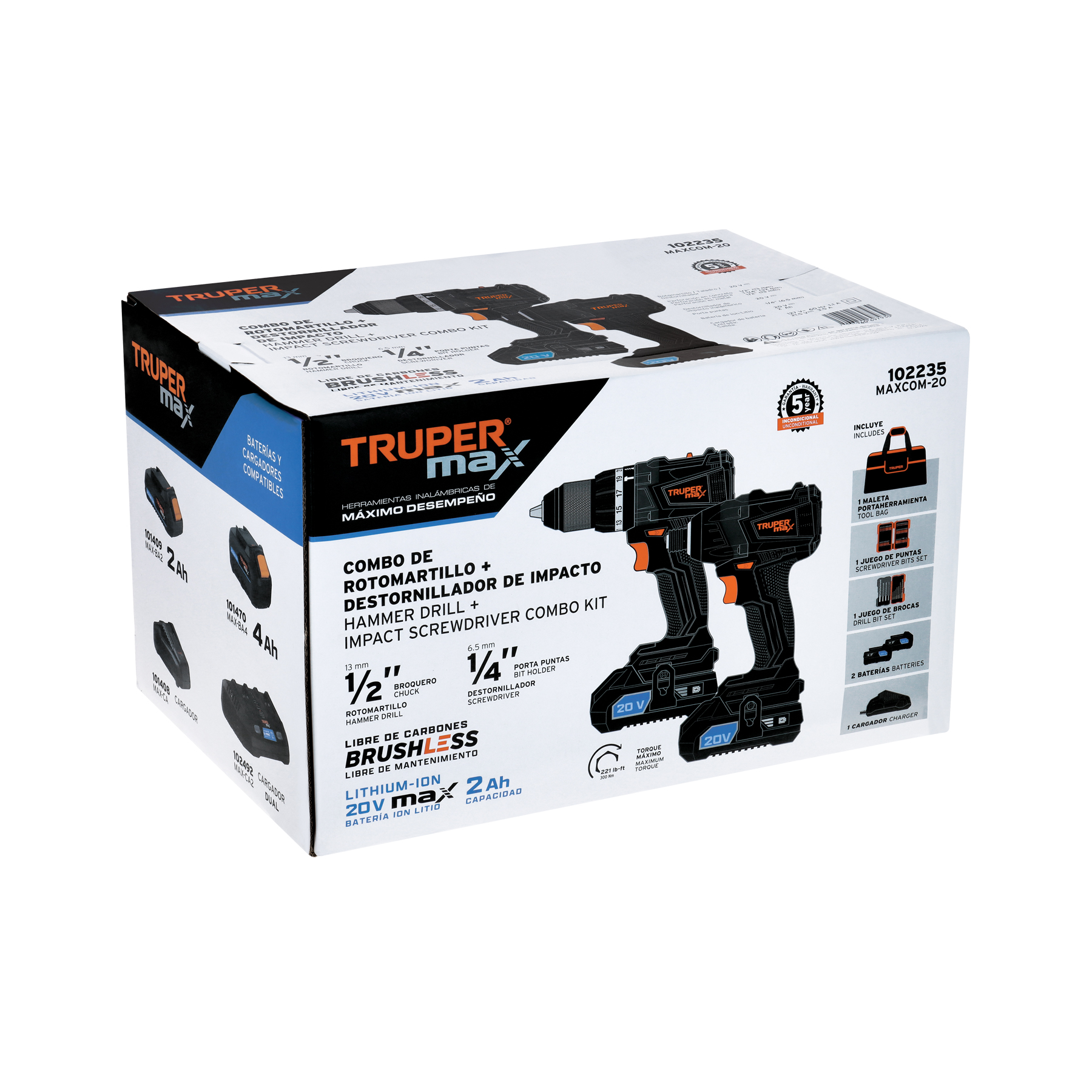 Combo Rotomartillo y Destornillador de Impacto Truper 102235, Motor Brushless y 300 Nm Torque - Foto 3 | aztools.co