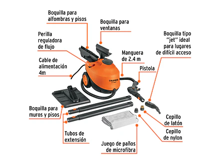 Limpiador a Vapor Truper 103206 1800W Profesional - Foto 3 | aztools.co