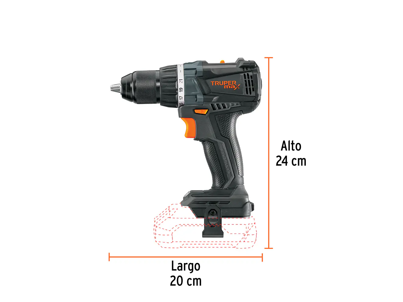 Taladro Inalámbrico TRUPER 101404 20V Brushless 1/2