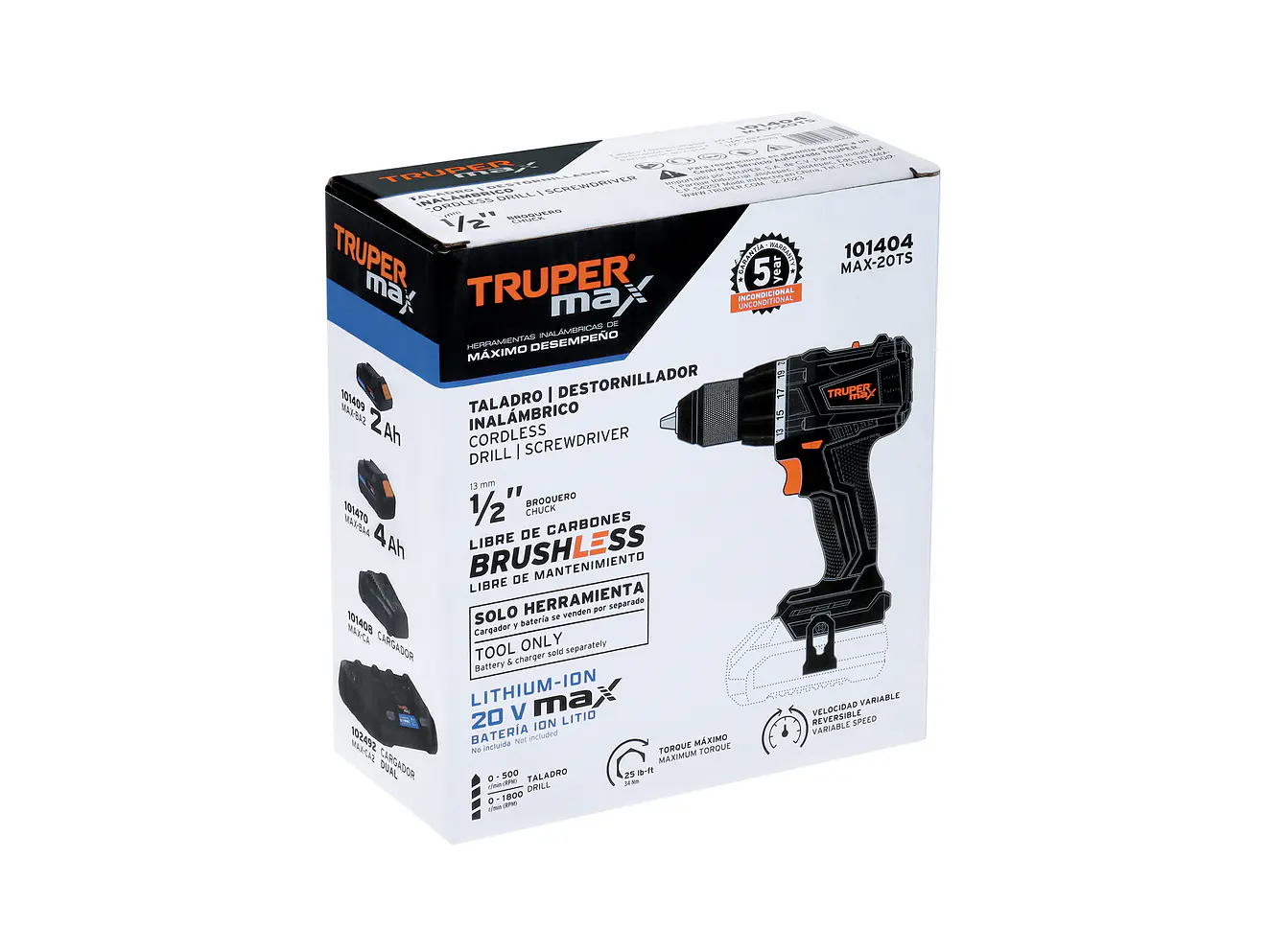 Taladro Inalámbrico TRUPER 101404 20V Brushless 1/2