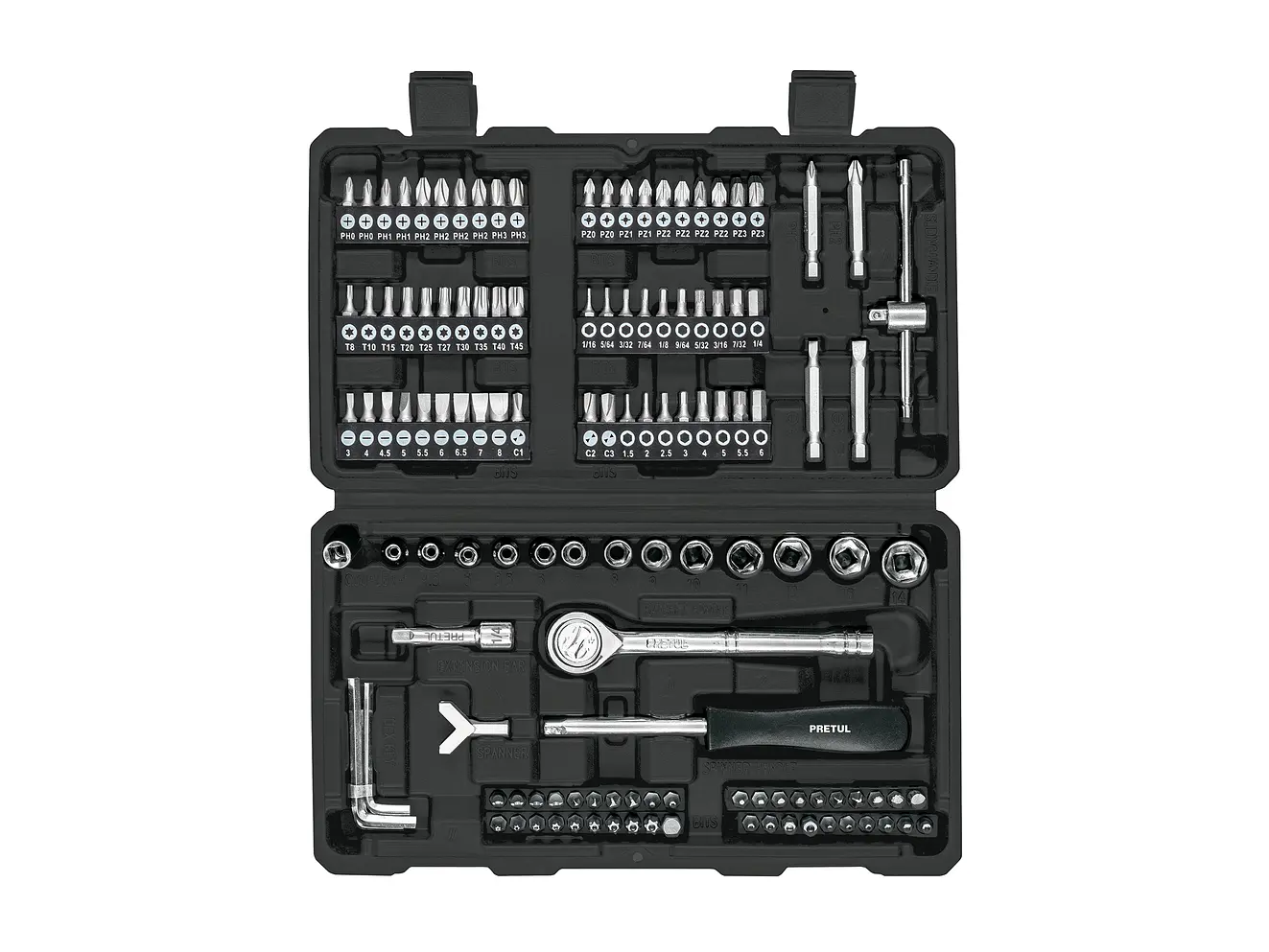 Juego de 130 Herramientas Pretul 26091, 1/4