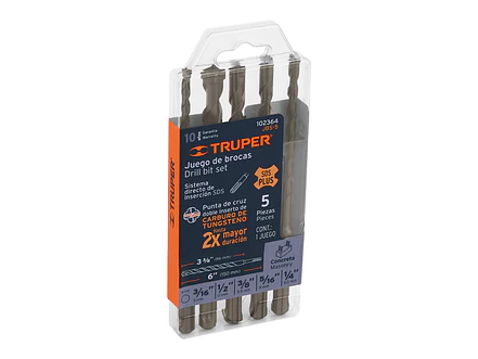 Juego de 5 Brocas SDS Plus Truper 102364, para Concreto - Foto 1 | aztools.co