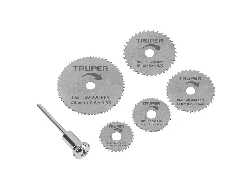 Juego de 5 Minidiscos Sierra Truper 102328, para Moto Tool - Foto 1 | aztools.co