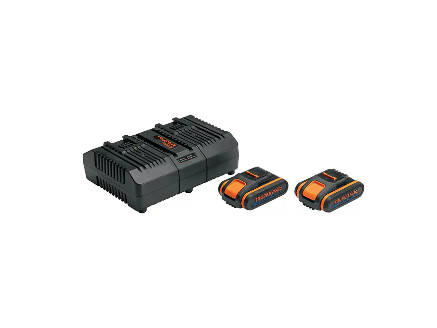 Combo Cargador Dual Truper 103377, 20 V, con 2 Baterías de 2 Ah - Foto 1 | aztools.co