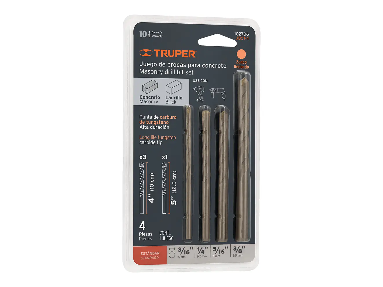 Juego de 4 Brocas para Concreto Truper 102706 - Envío a todo Colombia | aztools.co