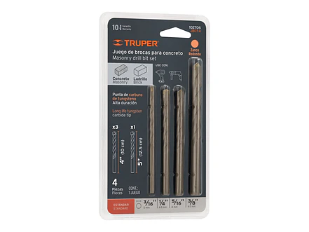 Juego de 4 Brocas para Concreto Truper 102706 - Envío a todo Colombia | aztools.co