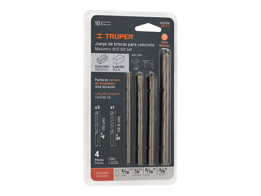 Juego de 4 Brocas para Concreto Truper 102706 - Envío a todo Colombia | aztools.co