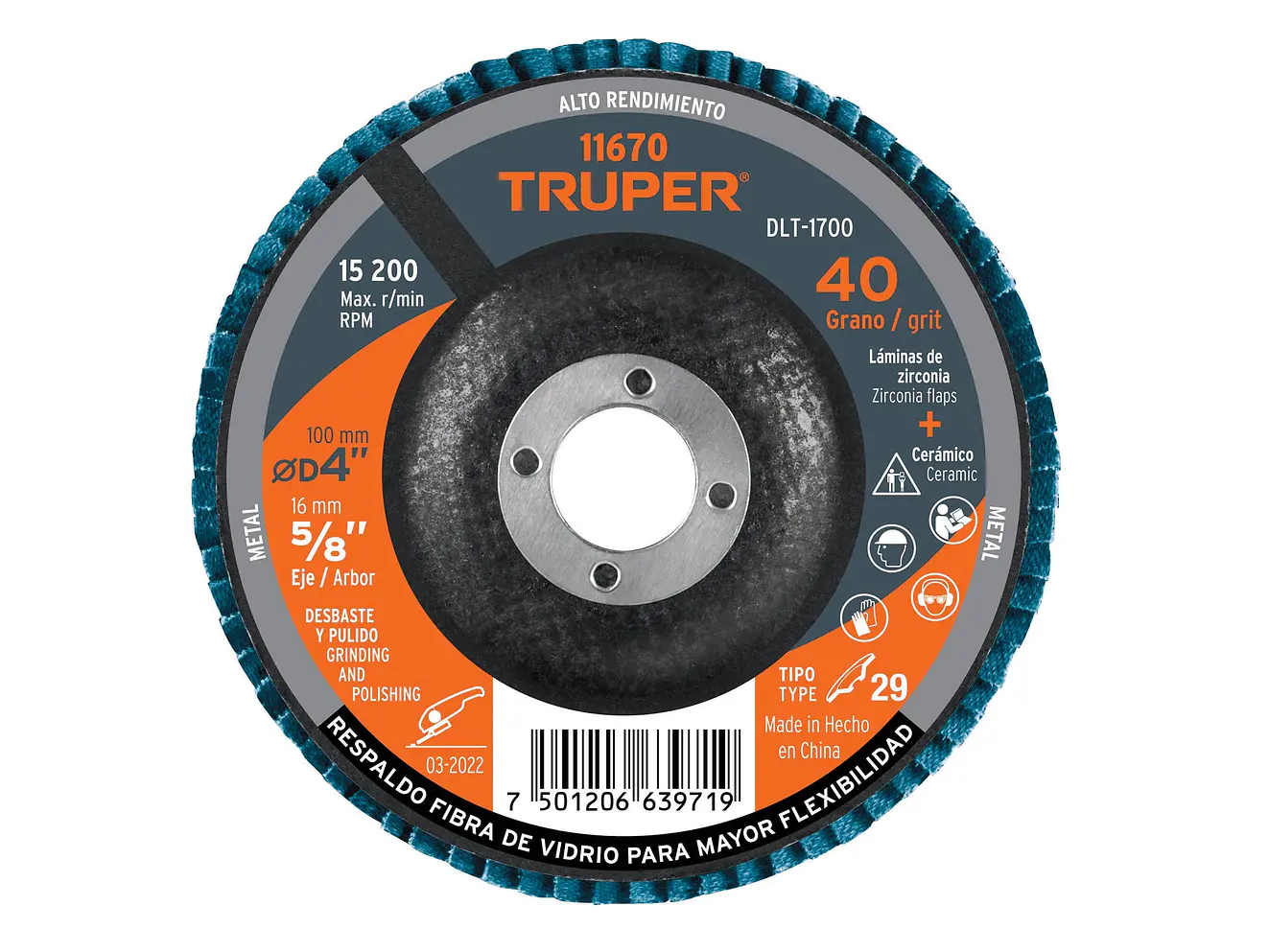 Disco Laminado Zirc Truper 11670, 4