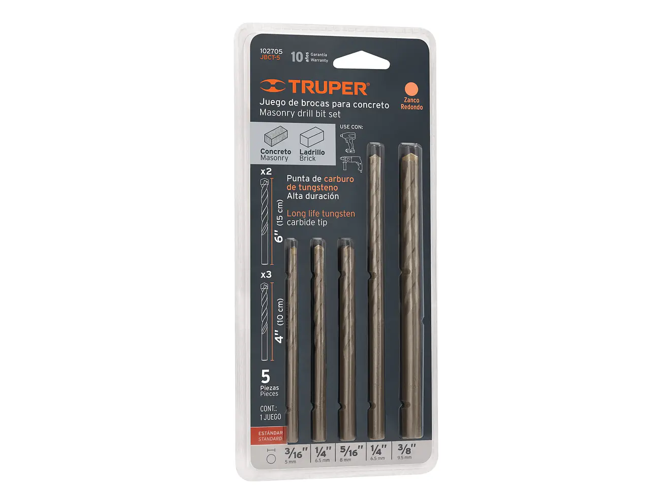 Juego de 5 Brocas para Concreto, Truper 102705 - Envío a todo Colombia | aztools.co