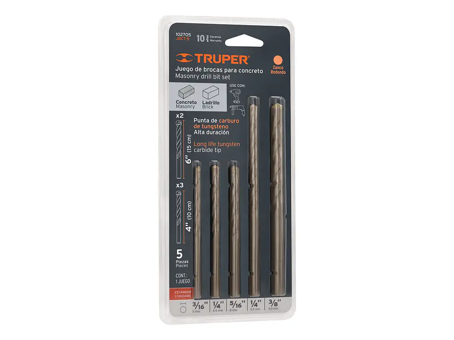 Juego de 5 Brocas para Concreto, Truper 102705 - Envío a todo Colombia | aztools.co