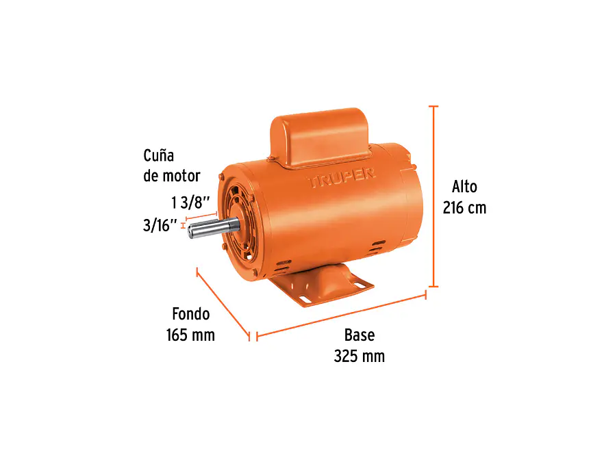 Motor Eléctrico Monofásico Truper 102303, 1/2 HP, Baja Velocidad - Foto 2 | aztools.co
