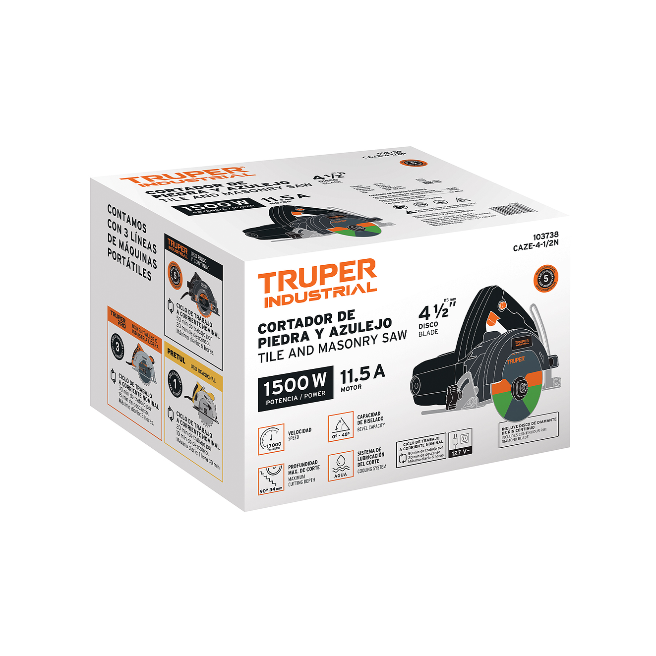 Cortadora de Baldosas Industrial Truper 103738, 4-1/2