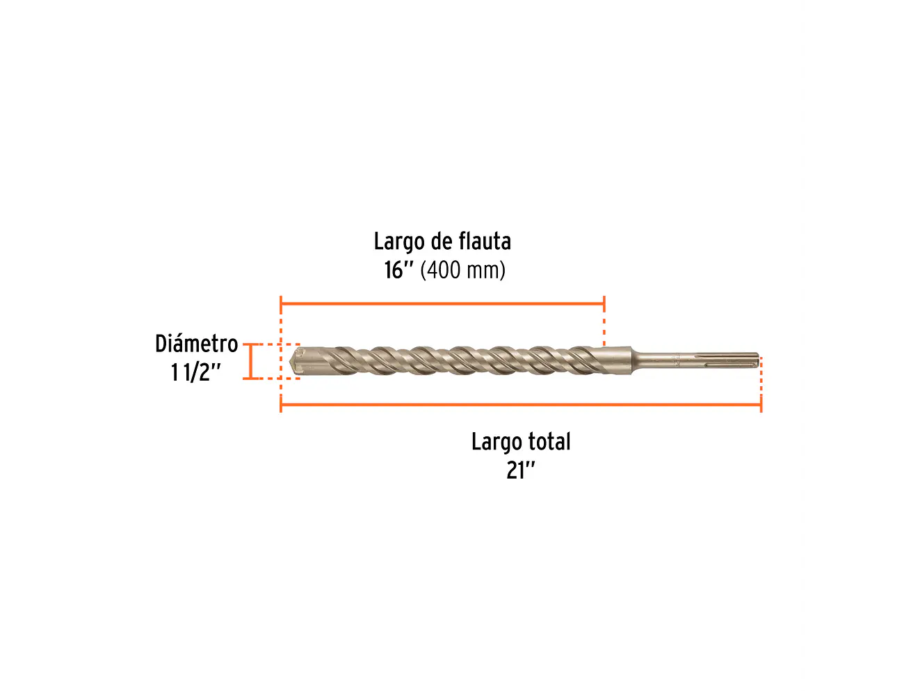 Broca SDS Truper para Concreto Truper 101469, 1-1/2 x 21