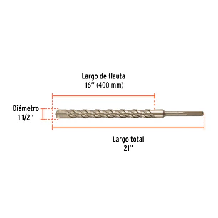 Broca SDS Truper para Concreto Truper 101469, 1-1/2 x 21