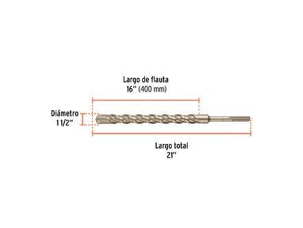 Broca SDS Truper para Concreto Truper 101469, 1-1/2 x 21