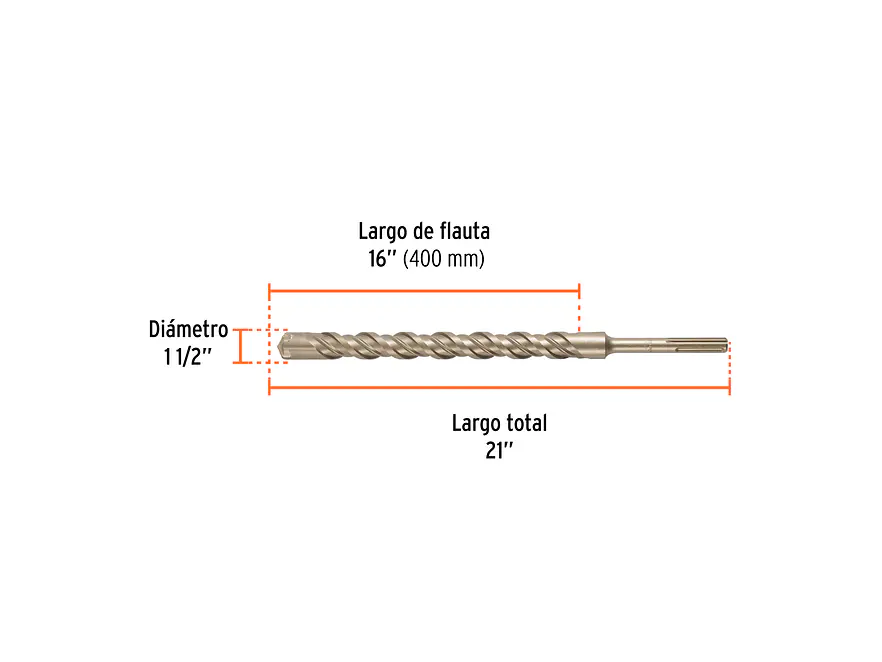 Broca SDS Truper para Concreto Truper 101469, 1-1/2 x 21