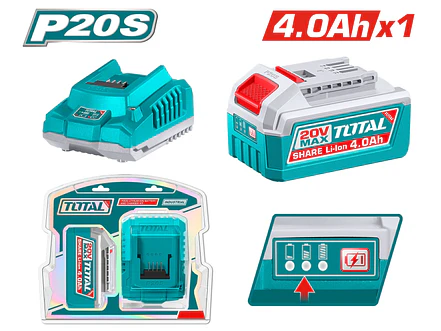 Kit Batería 4.0Ah + Cargador 20V Industrial TOTAL UTFBCPK1012 - Envío a todo Colombia | aztools.co