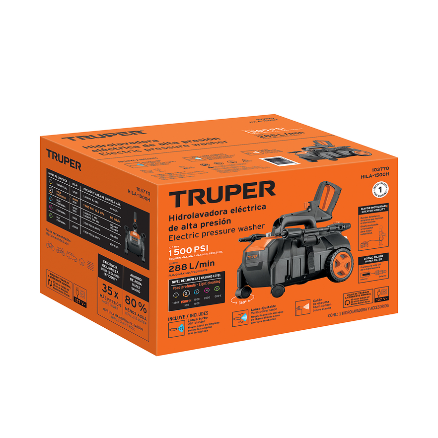Hidrolavadora Eléctrica Horizontal Truper 103770, 1500 PSI 6