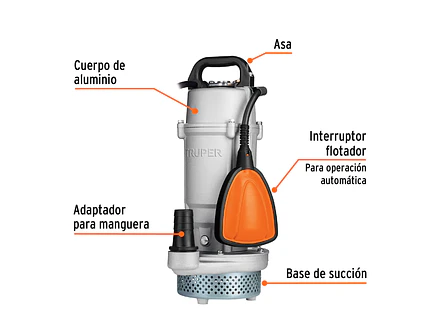 Bomba Sumergible Truper 15001, 1/2HP, Cuerpo de Aluminio - Foto 2 | aztools.co