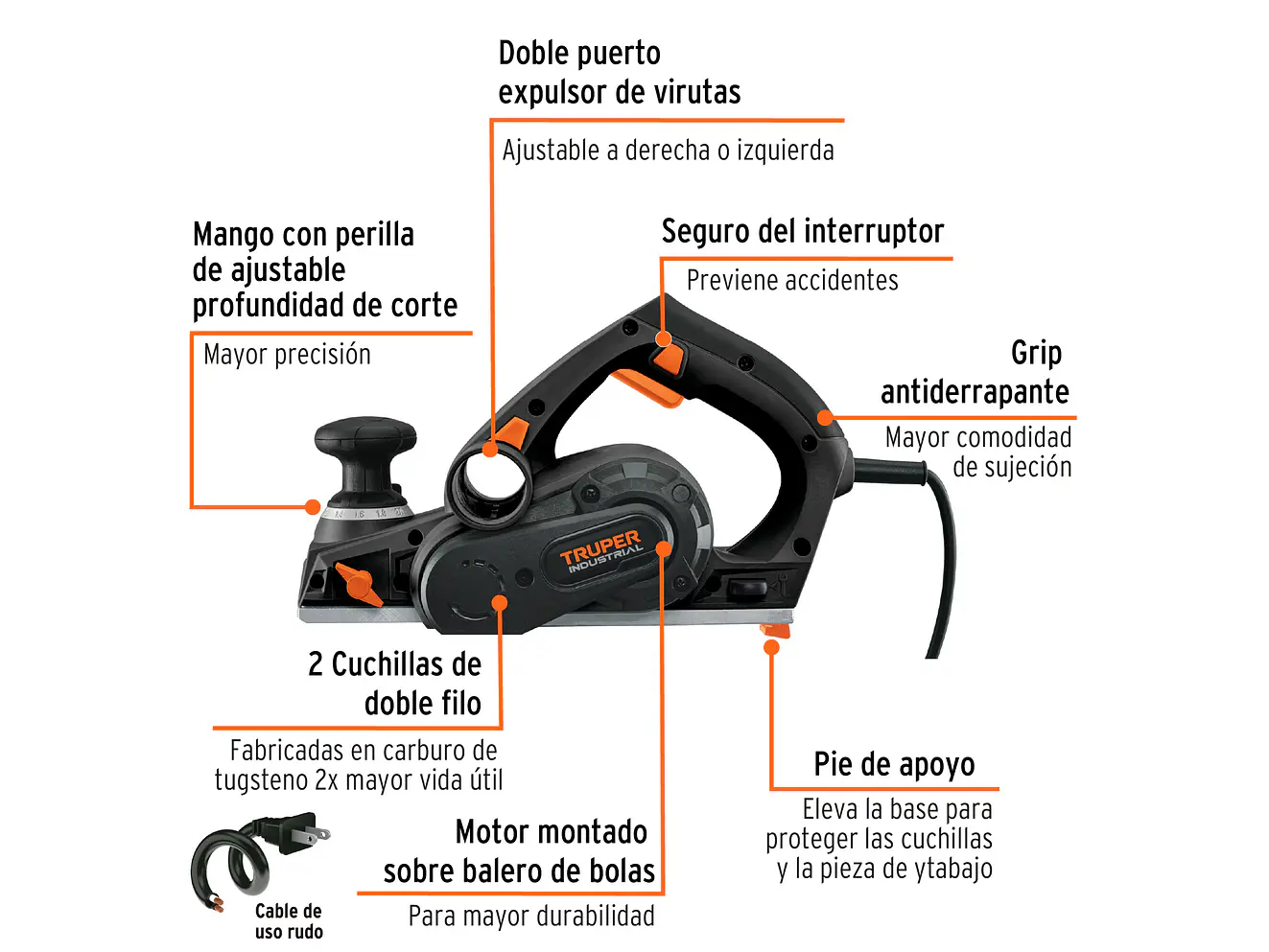 Cepillo Eléctrico Industrial Truper 102800, 3-1/4