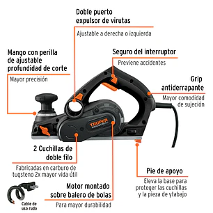 Cepillo Eléctrico Industrial Truper 102800, 3-1/4