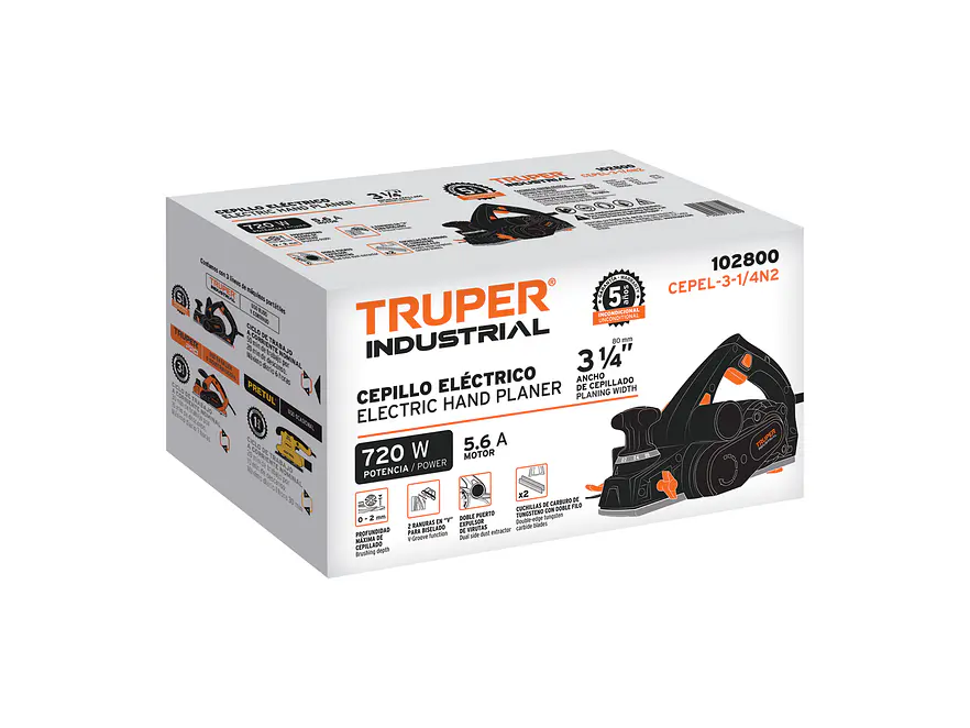 Cepillo Eléctrico Industrial Truper 102800, 3-1/4