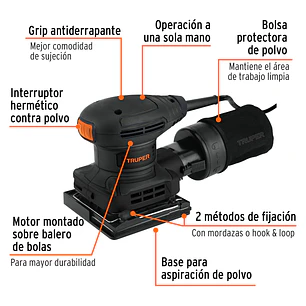 Lijadora Orbital Industrial Truper 103325, 1/4 Hoja, 300W