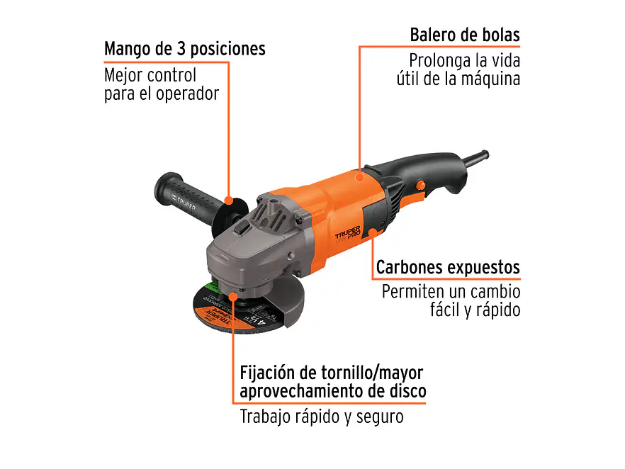 Esmeriladora Angular Truper 16684, 9,000 RPM - Foto 2 | aztools.co