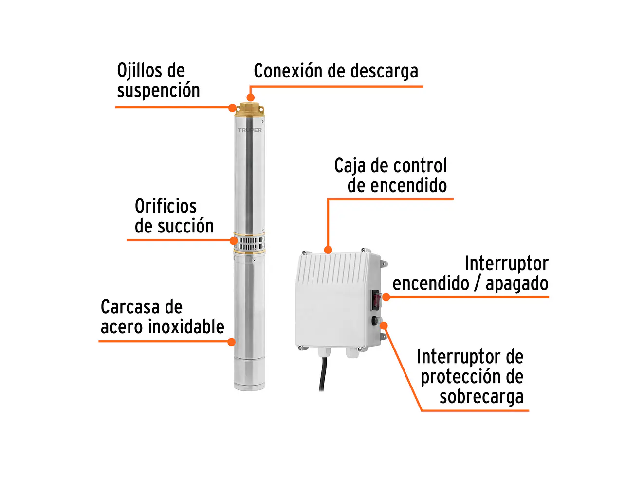 Bomba Sumergible Tipo Bala Truper 102976, 1-1/2HP, 220V, Agrícola - Foto 2 | aztools.co