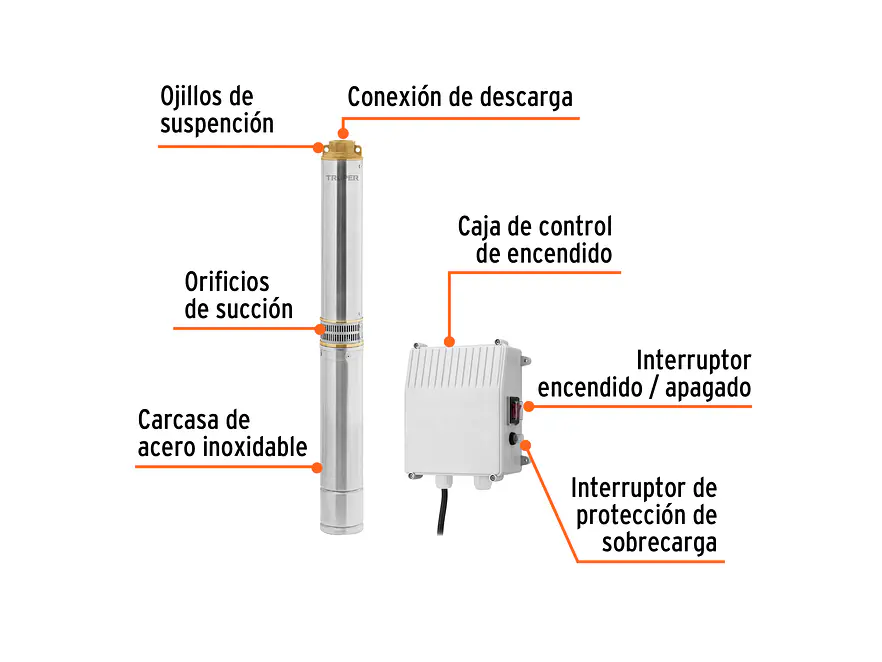 Bomba Sumergible Tipo Bala Truper 102976, 1-1/2HP, 220V, Agrícola - Foto 2 | aztools.co