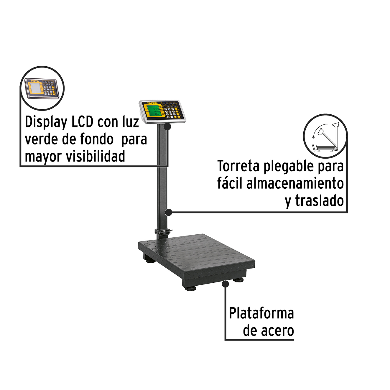 Báscula Electrónica de Plataforma Pretul 28462, Plegable, 200 kg 2