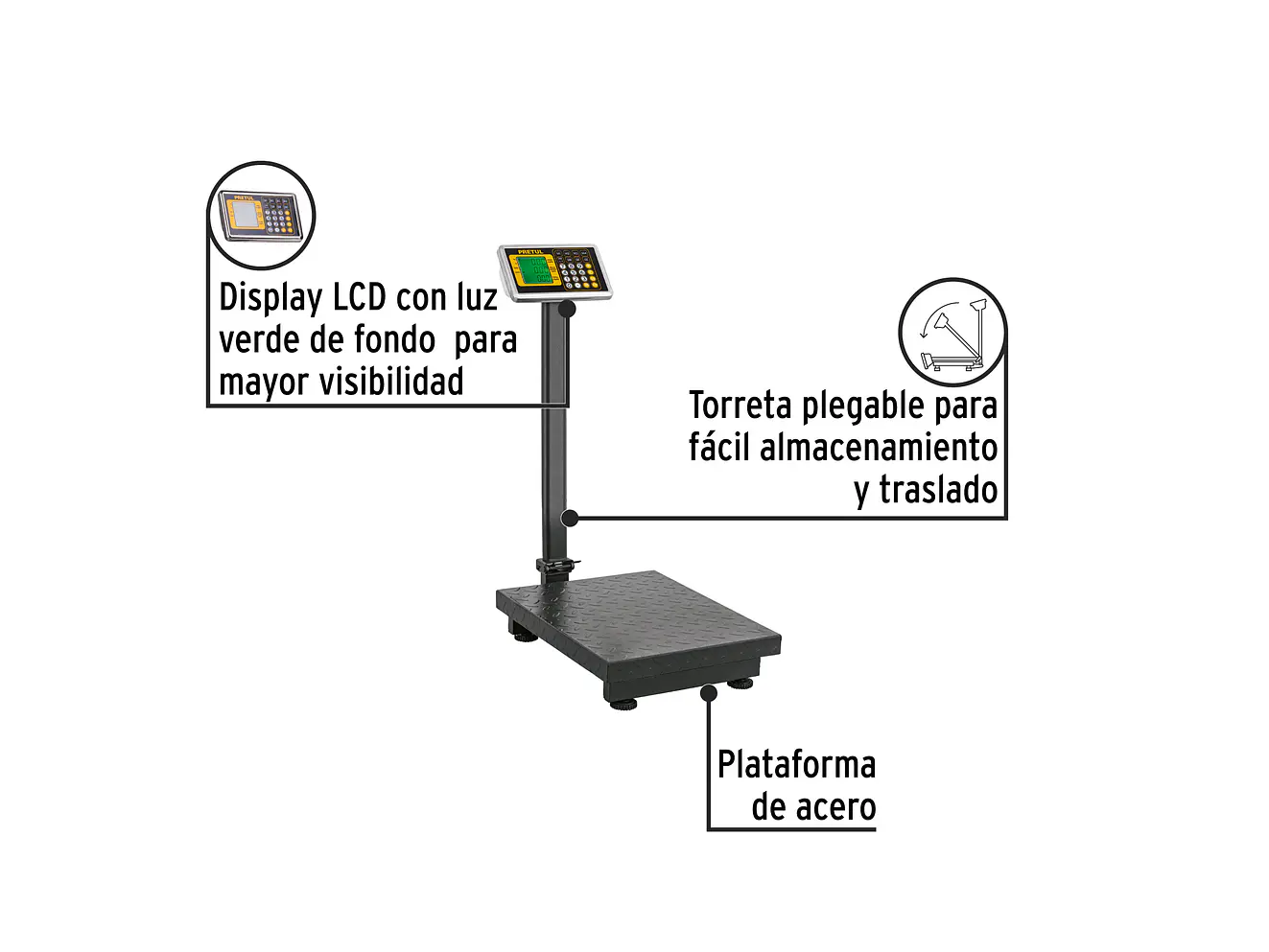 Báscula Electrónica de Plataforma Pretul 28462, Plegable, 200 kg - Foto 2 | aztools.co