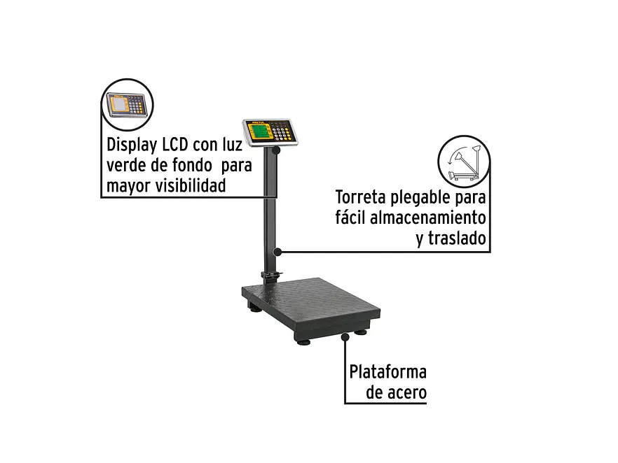 Báscula Electrónica de Plataforma Pretul 28462, Plegable, 200 kg - Foto 2 | aztools.co