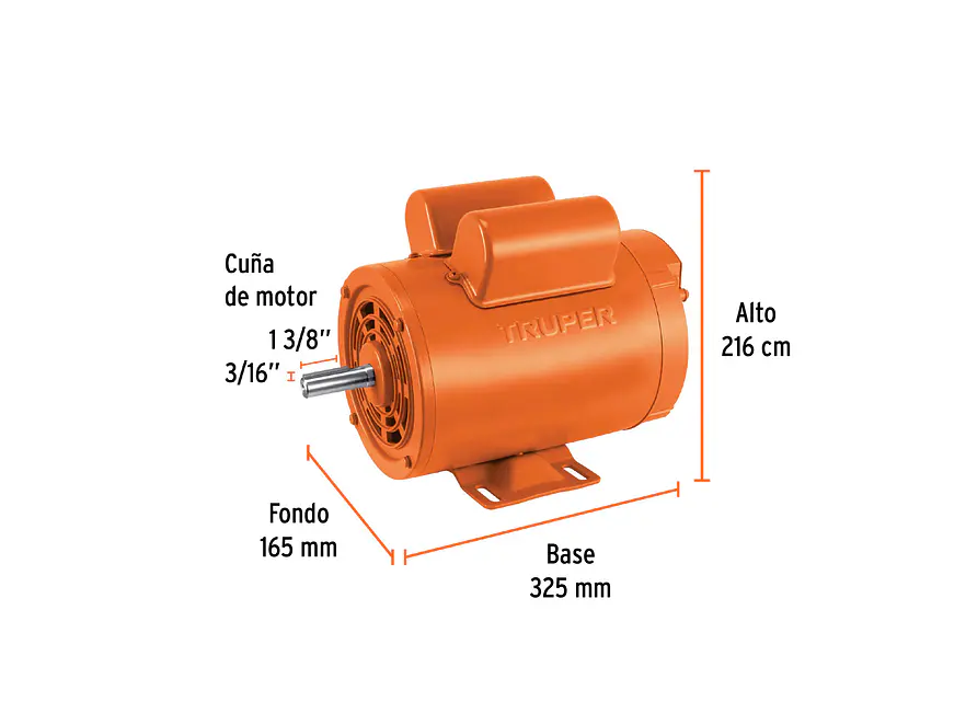 Motor Eléctrico Monofásico Truper 102306, 1 1/2 HP, Baja Velocidad - Foto 2 | aztools.co