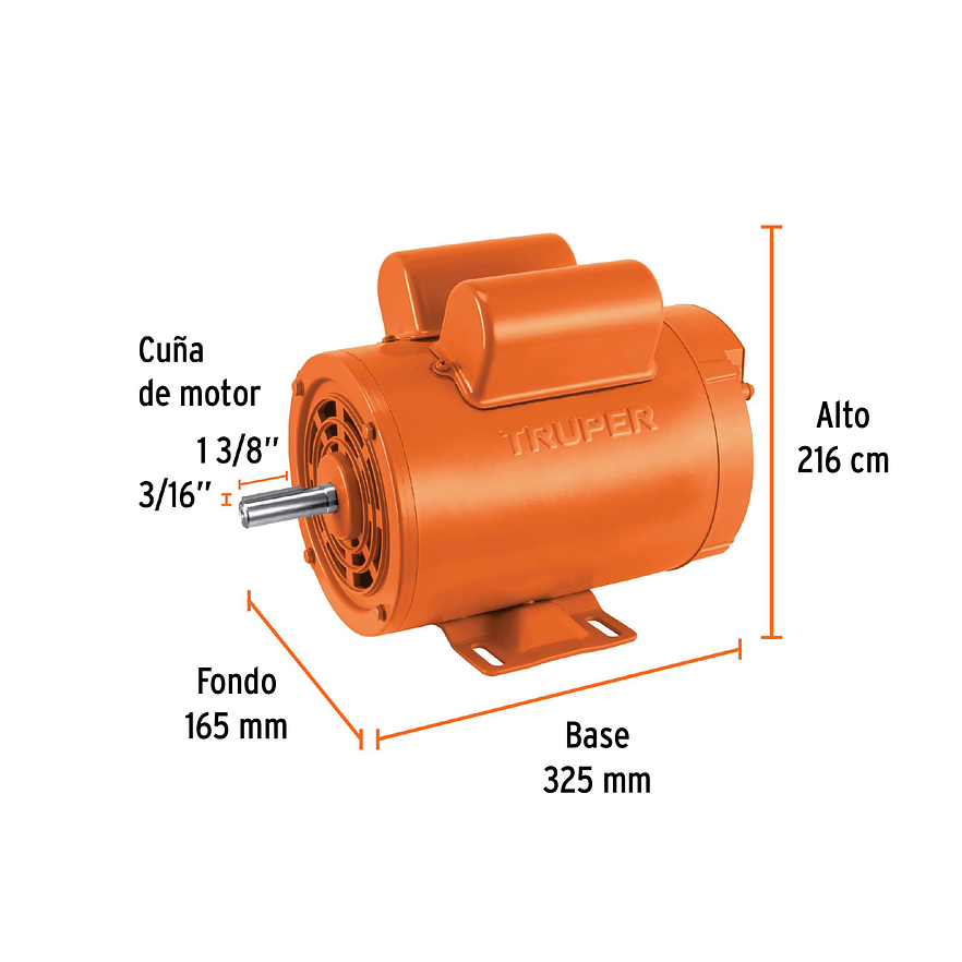 Motor Eléctrico Monofásico Truper 102306, 1 1/2 HP, Baja Velocidad - Foto 2 | aztools.co