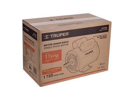 Motor Eléctrico Monofásico Truper 102306, 1 1/2 HP, Baja Velocidad - Foto 4 | aztools.co