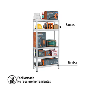 Estante Metálico Pretul 29021, 5 Repisas, 150x30x75, Cap. 35 Kg