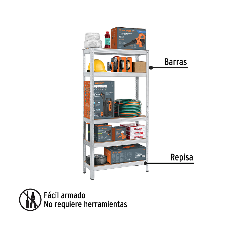 Estante Metálico Pretul 29021, 5 Repisas, 150x30x75, Cap. 35 Kg 2
