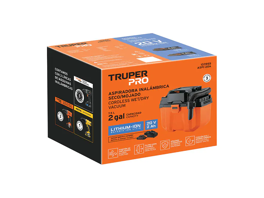 Aspiradora Inalámbrica 20V Truper 103955 (con 1 Batería 2Ah) - Foto 2 | aztools.co