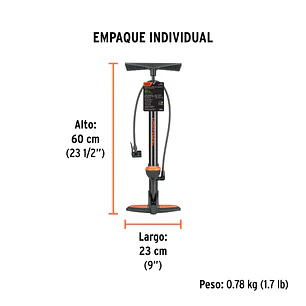 Bomba Manual para Inflar Truper 103614, con Manómetro, 120 PSI