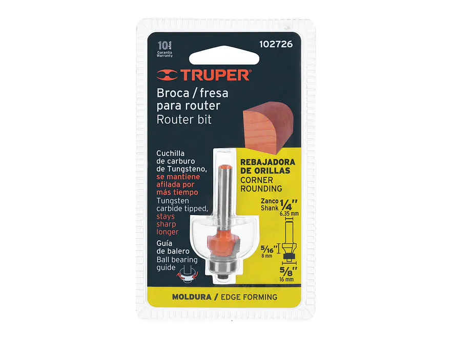 Fresa para Ruteadora Truper 102726, Redondeadora, 5/8
