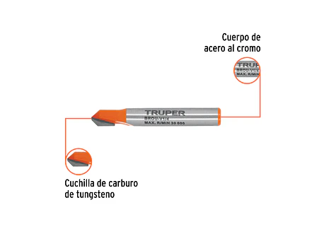 Fresa para Ruteadora Truper 102718, Corte en 