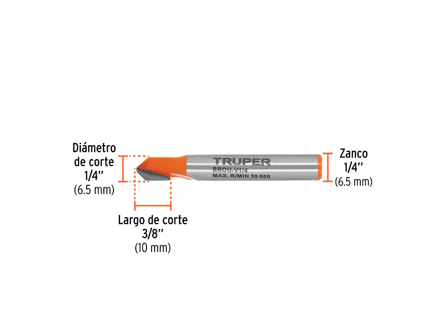 Fresa para Ruteadora Truper 102718, Corte en 